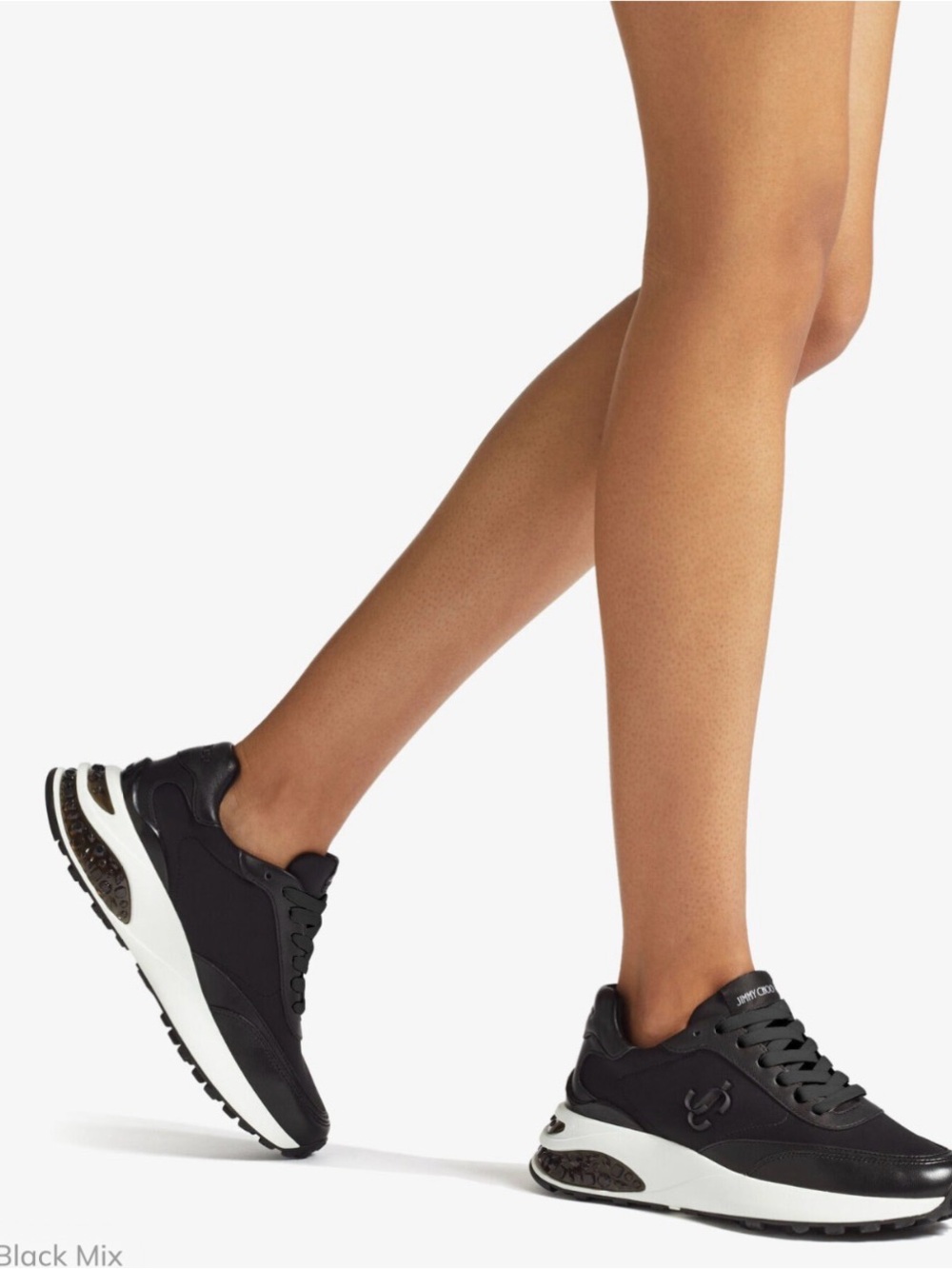 JIMMY CHOO Black Neoprene and Leather Low Top Trainers. Excellent condition.